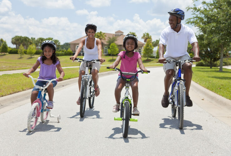 black family on bicycle ride