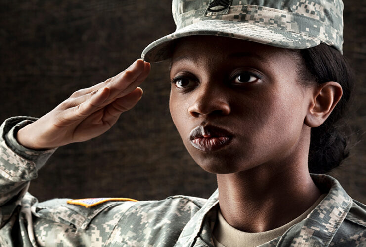 black woman vet salute