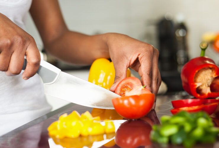 woman cutting vegetables