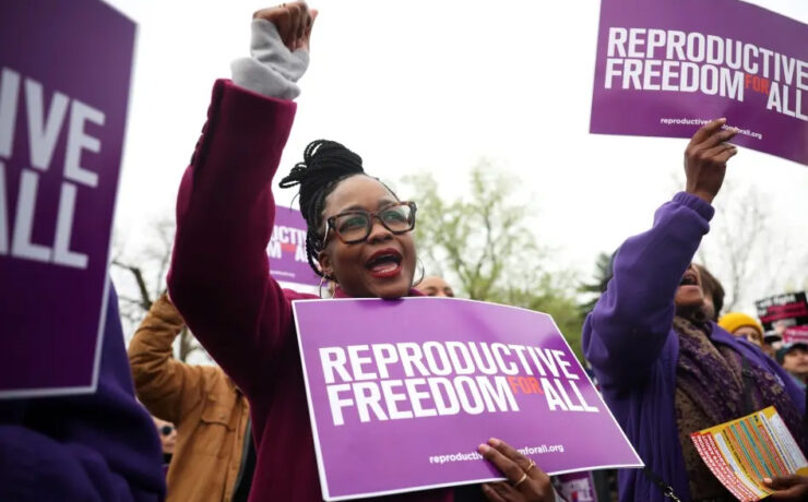 Abortion rights demonstrators outside the US Supreme Court