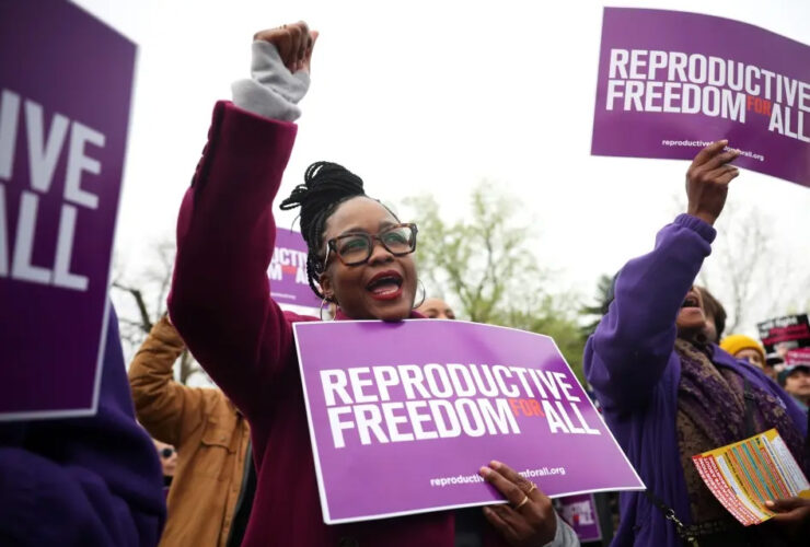 Abortion rights demonstrators outside the US Supreme Court
