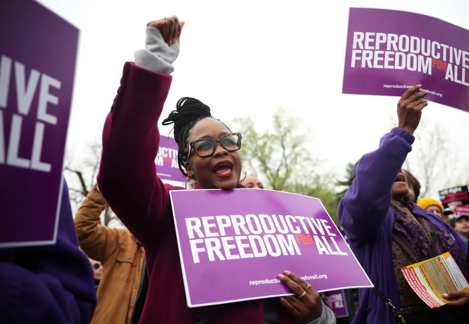 Abortion rights demonstrators outside the US Supreme Court