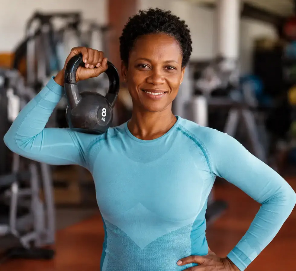 woman with weights